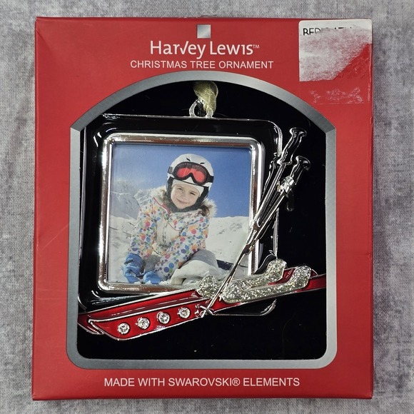 Harvey Lewis Other - Harvey Lewis Ornament "Skiing Sport Frame" with Swarvoski Crystal Element SKI'S